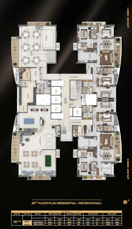 25th Floor Plan — Residential + Recreational